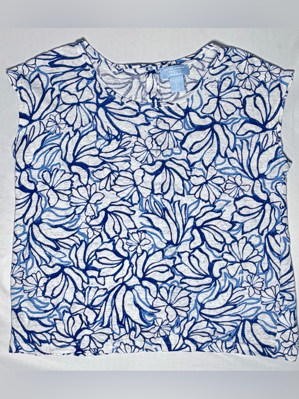 Martha Stewart Collection Floral Botanical Print Linen Top Womens Lg Excellent Martha Stewart Collection Floral Botanical Print Linen Top Womens Lg Excellent